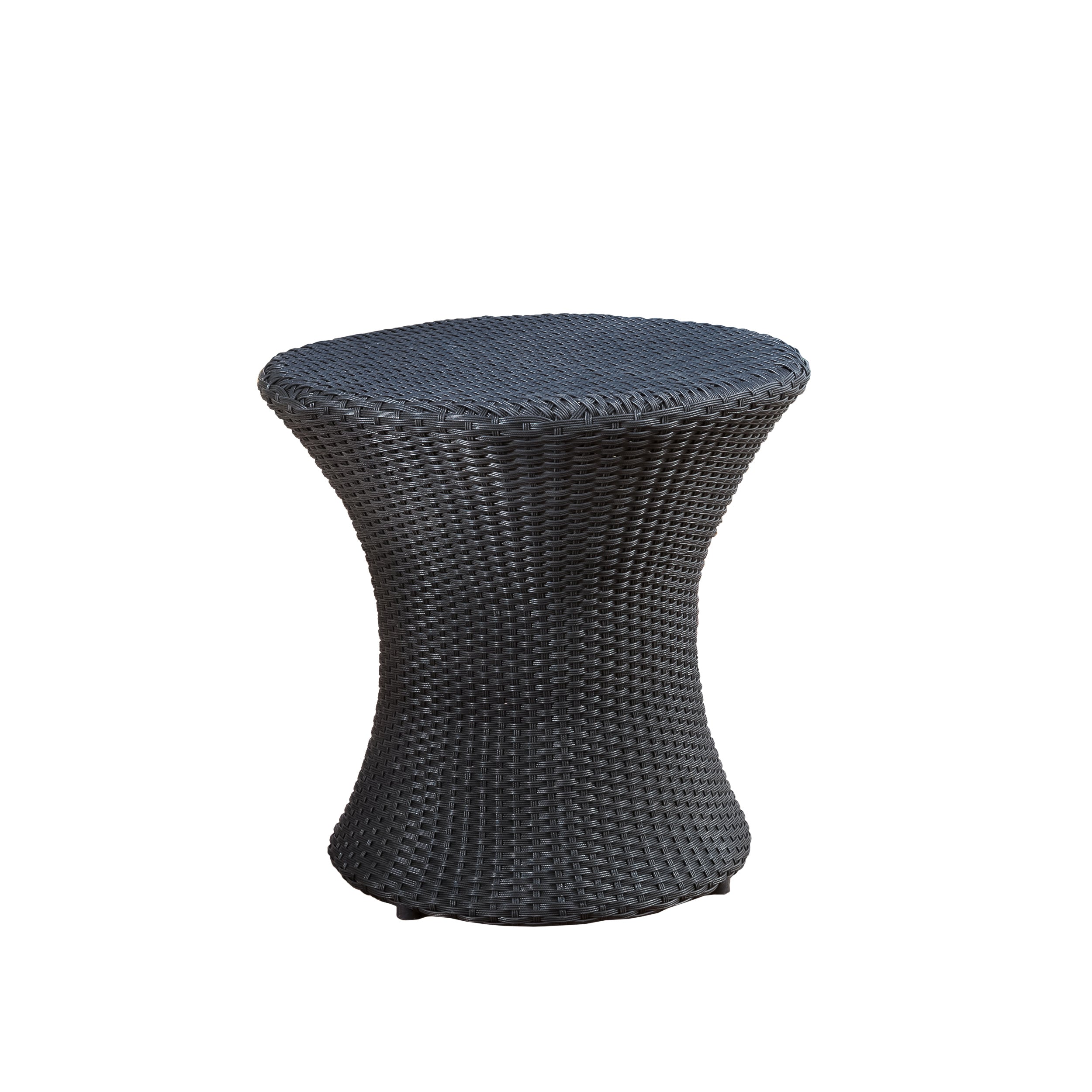 Lorenzo Modern Outdoor Black Wicker Hourglass Side Table