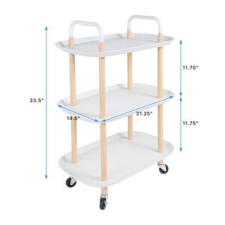 Tidoin 3-Tier Metal Storage Rolling Utility Cart in White DHS-YDFN-435W