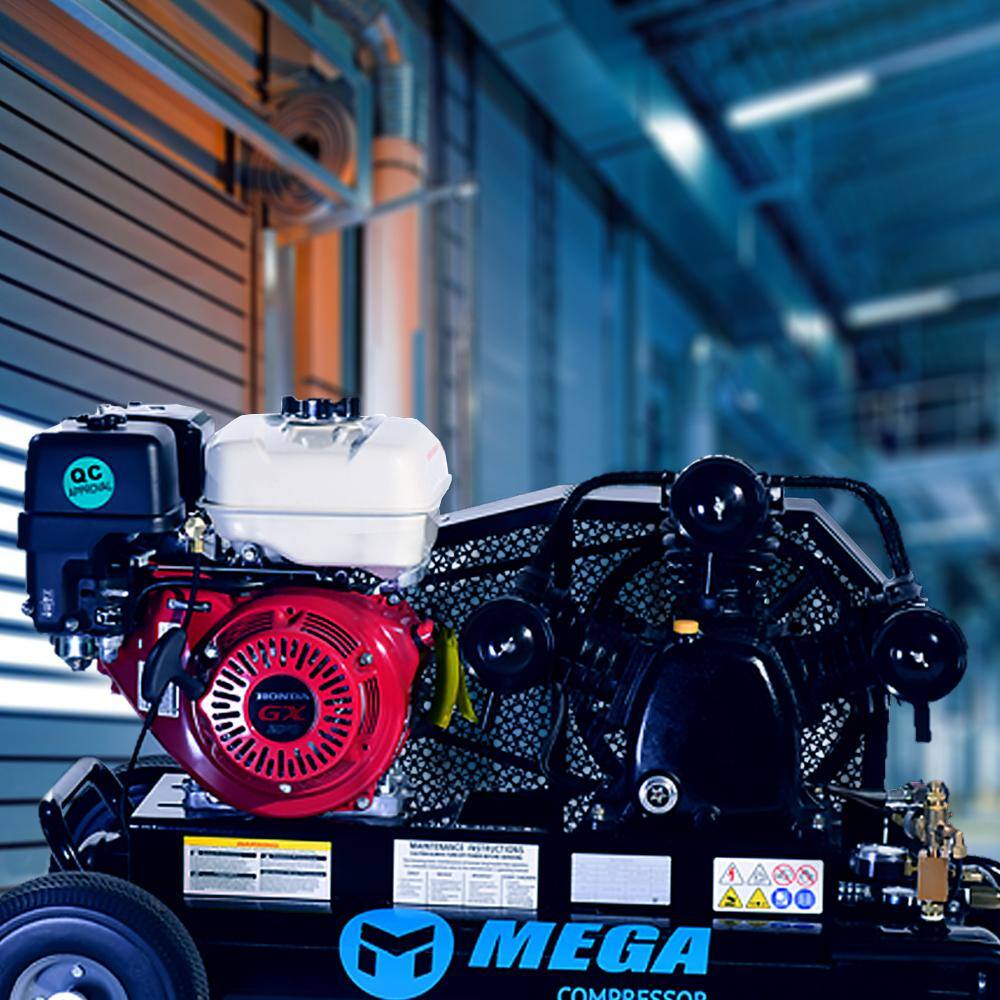 Mega Compressor 10 Gal. 9 HP 175 PSI Portable Dual Wheeled Gas Air Compressor MP-9010HG