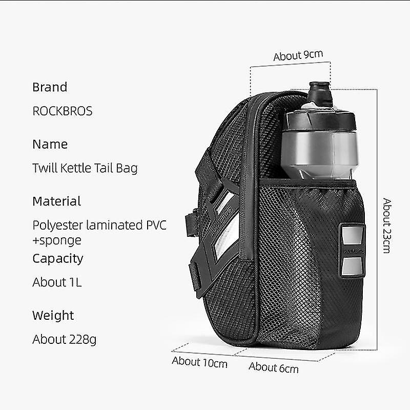 Rockbrosbikesaddlebagwaterrepellentdurablereflectivemtbroadbikewith1.5lwaterbottlepocketbikebagaccessories