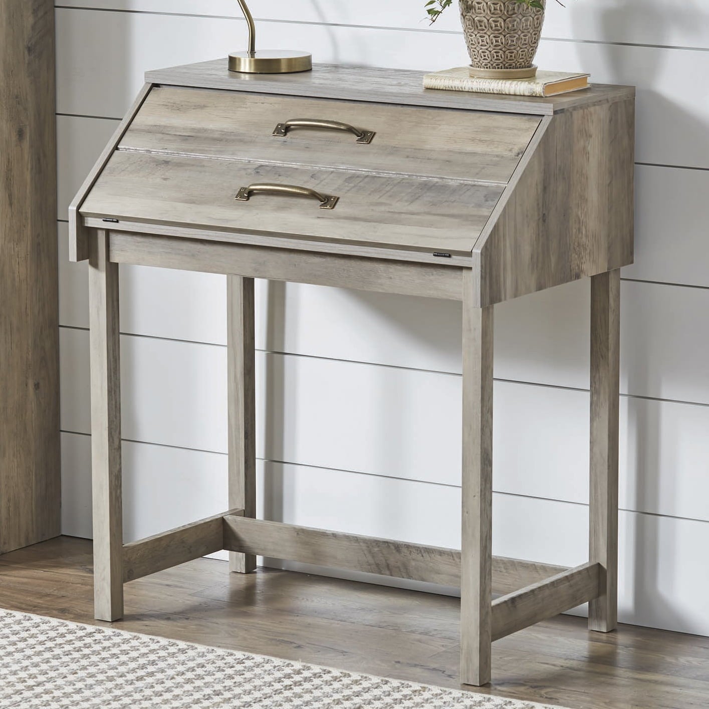 Better Homes & Gardens Modern Farmhouse Secretary Desk, Rustic Gray Finish