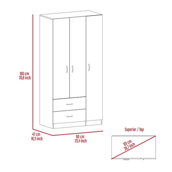 2-Drawer and 3-Door Armoire - - 37279328