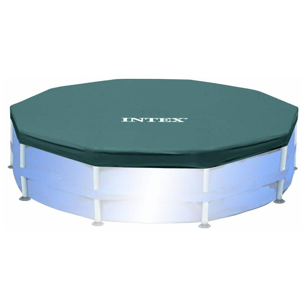 Intex 10 ft. x 30 in. Round Above Ground Swimming Pool and 10 ft. Round Swimming Pool Cover 26700EH + 28030E