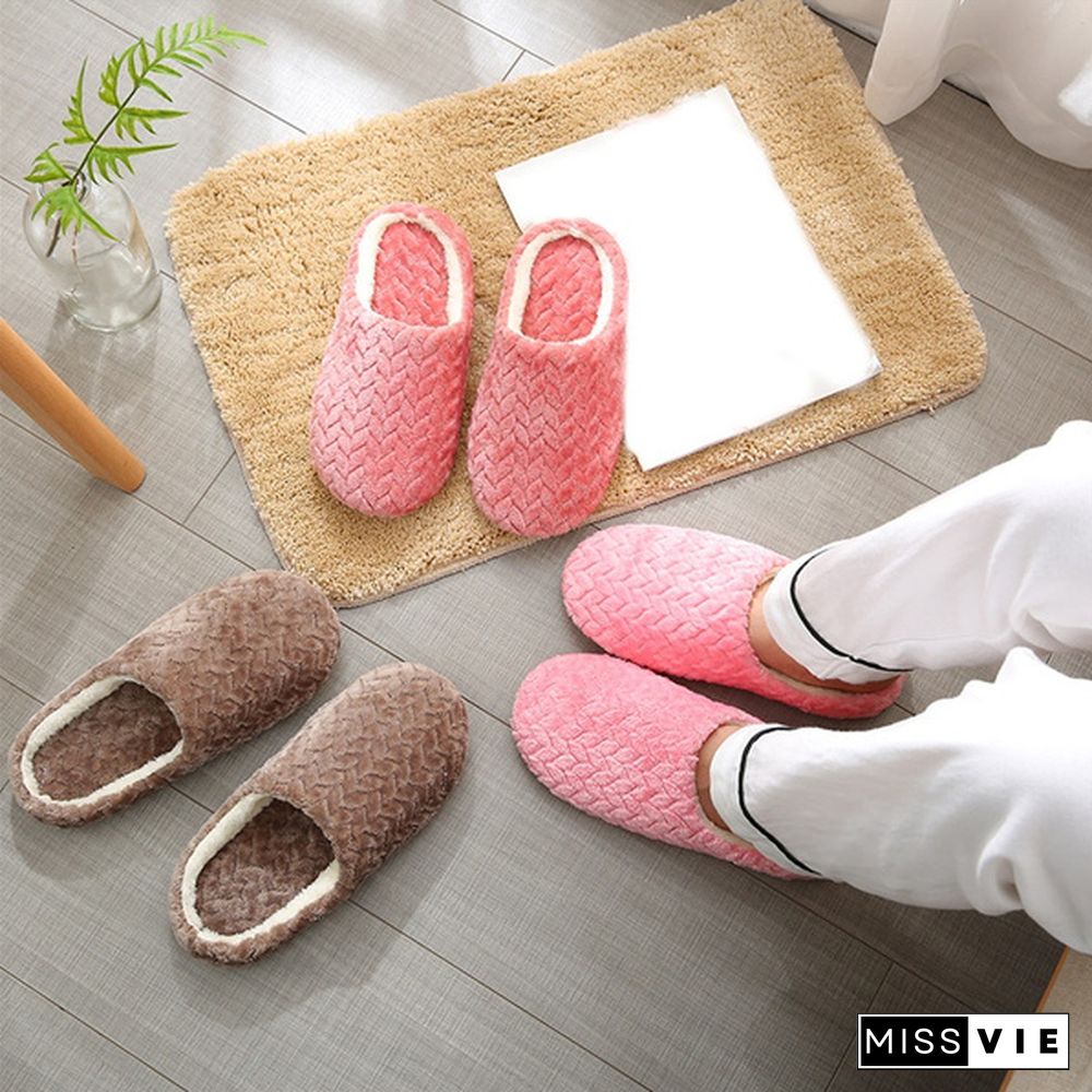 New Jacquard Japanese Style Soft Bottom Mute Suede Slippers Non-Slip Wooden Floor Indoor Cotton Slippers