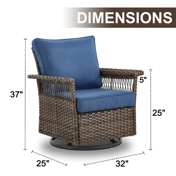 3PCS Outdoor Swivel Gliders Chair Table with Ottoman