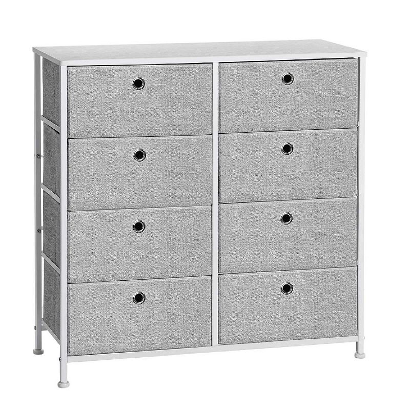 4-tier Wide Drawer Dresser， Storage Unit With 8 Easy Pull Fabric Drawers