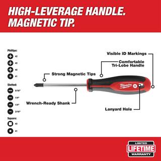 MW Screwdriver Set with FASTBACK 6-in-1 Folding Utility Knife and General Purpose Blade (11-Piece) 48-22-2710-48-22-1505