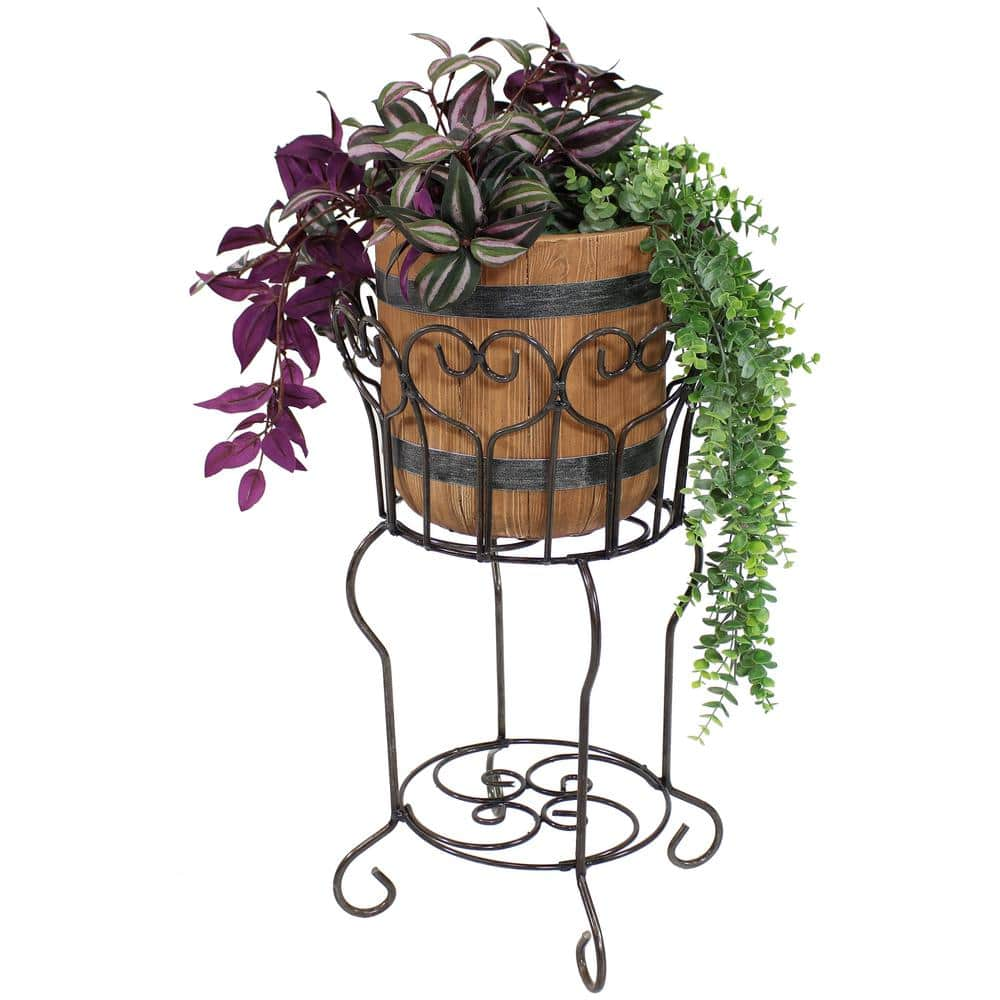 Sunnydaze Decor Sunnydaze 21.25 in. Round Steel Heart Indoor Plant Stand with Shelf CUE-013