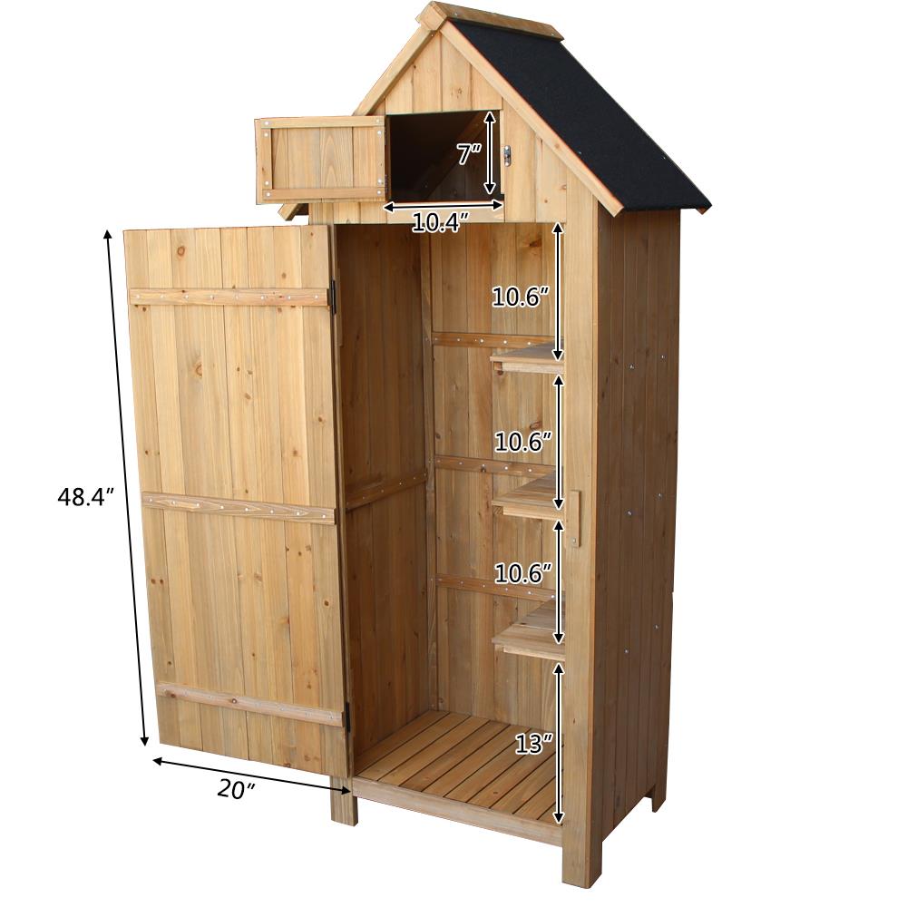 UBesGoo 70" Wood Outdoor Storage Shed with Wooden Lockers,Garden Tool Shed