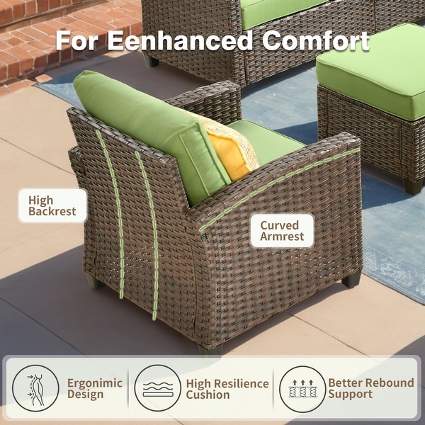 HOOOWOOO 7piece Outdoor Patio Furniture Set Wicker Conversation Sofa Set