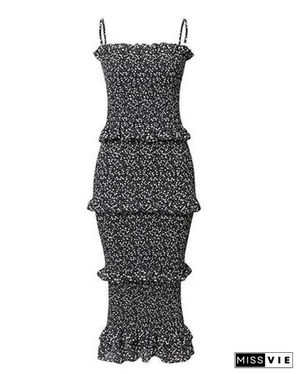 Women's Summer Polka Dot Print Party Midi Dress