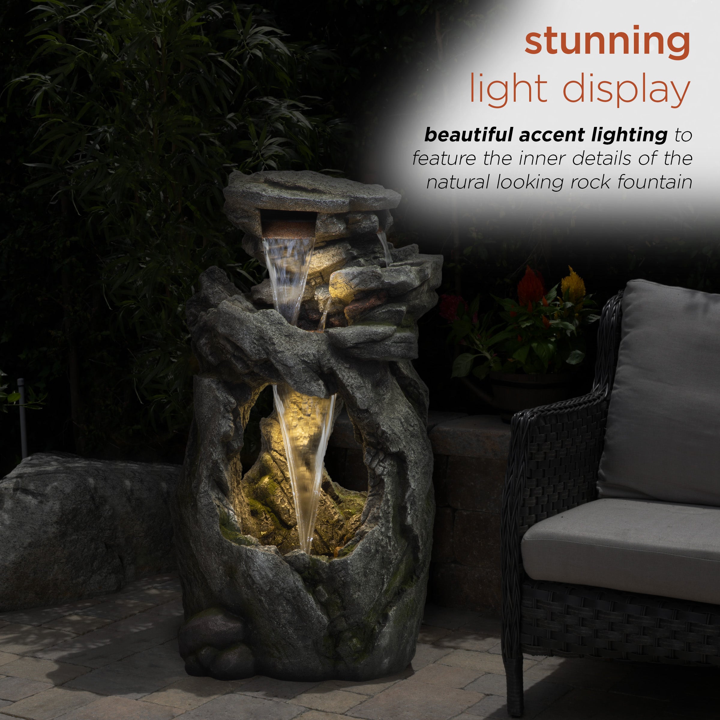 Alpine Corporation Rainforest Fountain with LED Lights