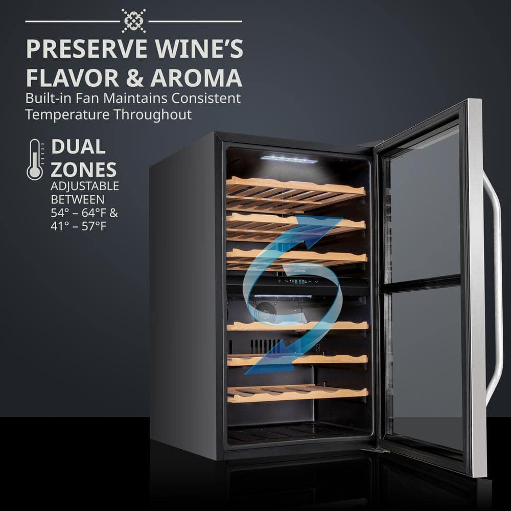 Ivation Wine Fridge Dual Zone Freestanding Wine Cooler with Lock 43 Bottles