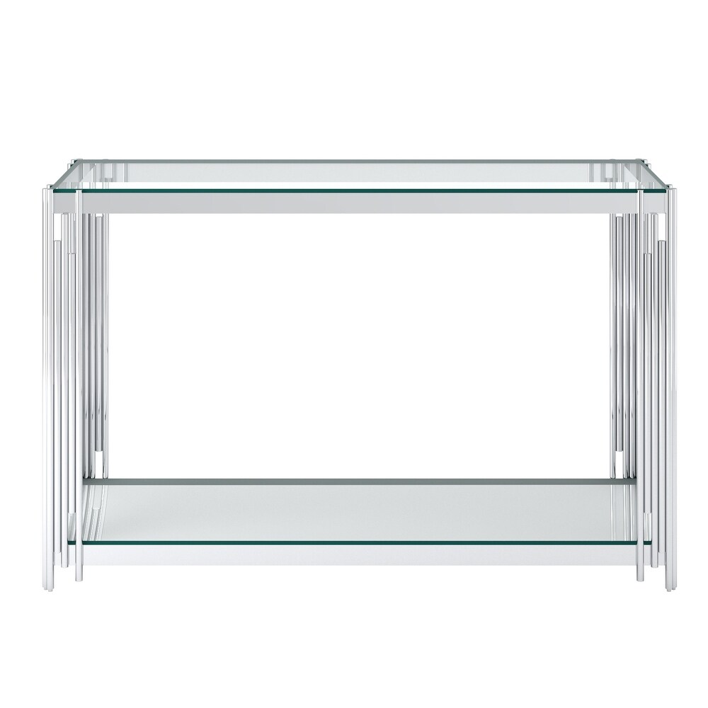 Contemporary Metal and Glass Console Table