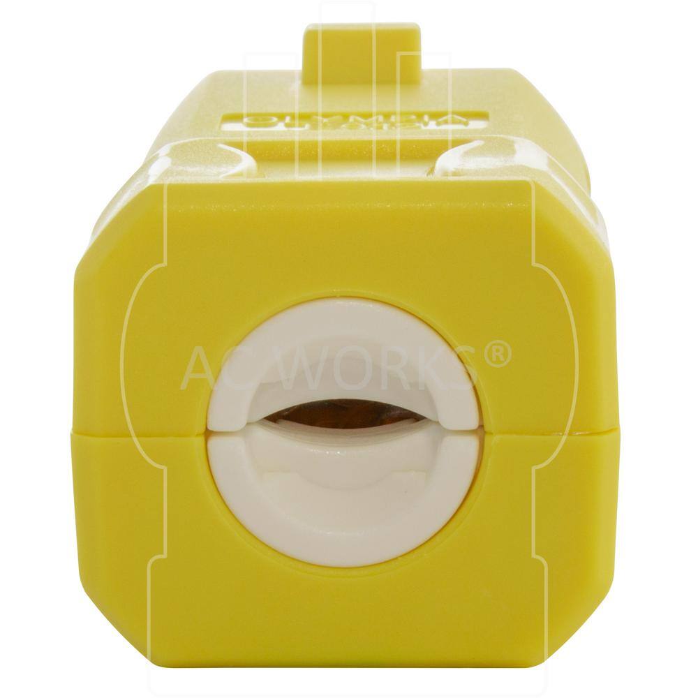 AC WORKS 15 Amp 125-Volt NEMA 5-15P Square Household Female Connector with UL C-UL Approval ASQ515R-YW