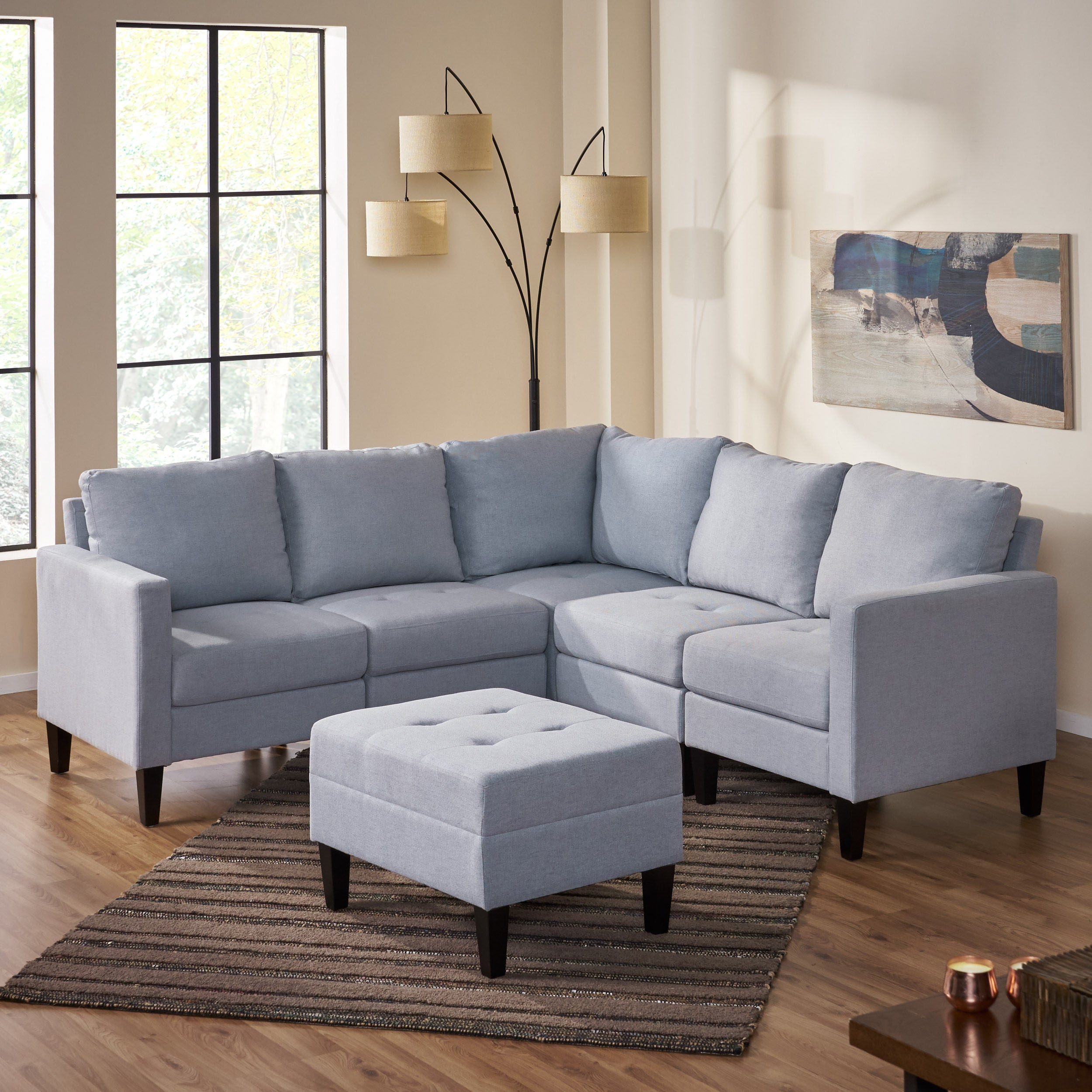 Bridger Fabric Sectional Couch with Ottoman