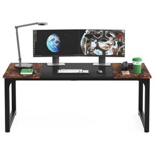 TRIBESIGNS WAY TO ORIGIN Halseey 70.8 in. W Brown Computer Desk Particle Board Wood Home Office Workstation Boardroom Desk HD-U0128-WZZ