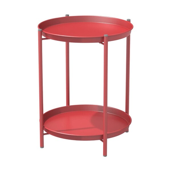 2Tier Metal Round Side Table for Outdoor and Indoor Use