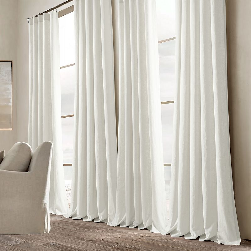 Lush Decor Belgian Flax Prewashed Linen Rich Cotton Blend Window Curtain Panel