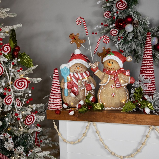 Led Lighted Gingerbread Snowman With Cookie Christmas Figure