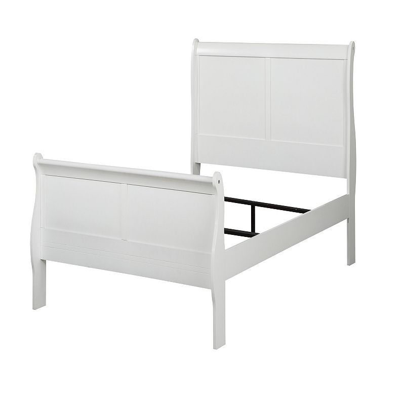 Wooden Full Bed with Panel Design Sleigh Headboard and Footboard， White