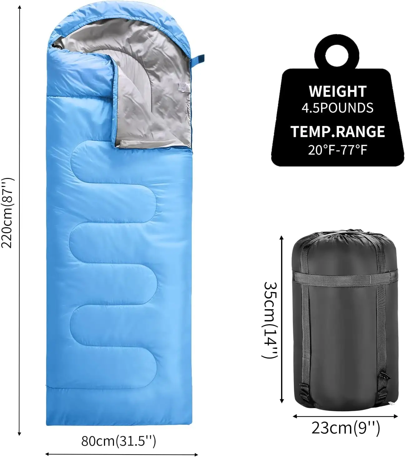 4 Season Polyester Camping Sleeping Bags for Adults Kids   Girls with Storage Bag