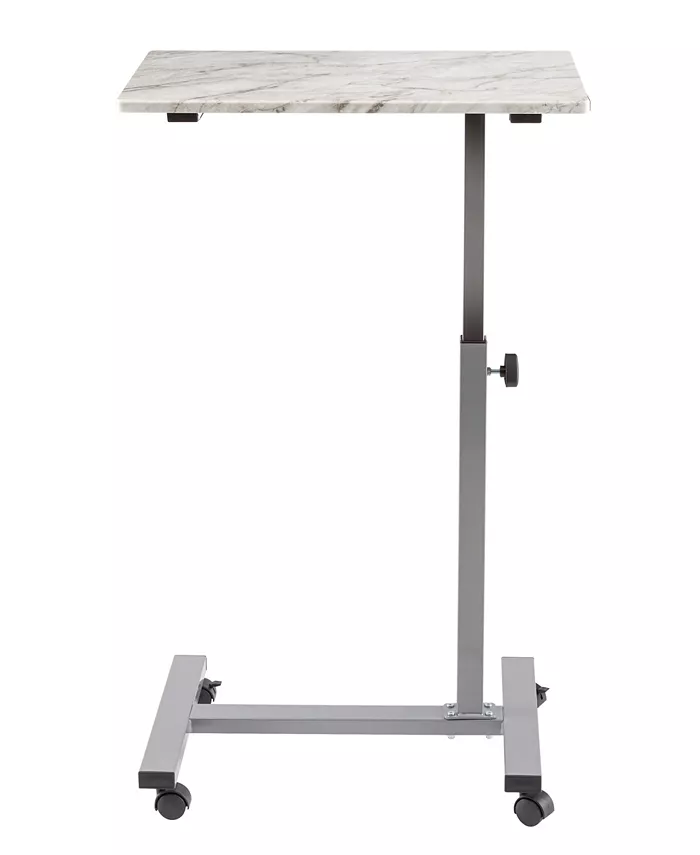 Seville Classics 23.6 airLIFT Over Bed Height Adjustable Mobile Side Table Cart Faux Marble