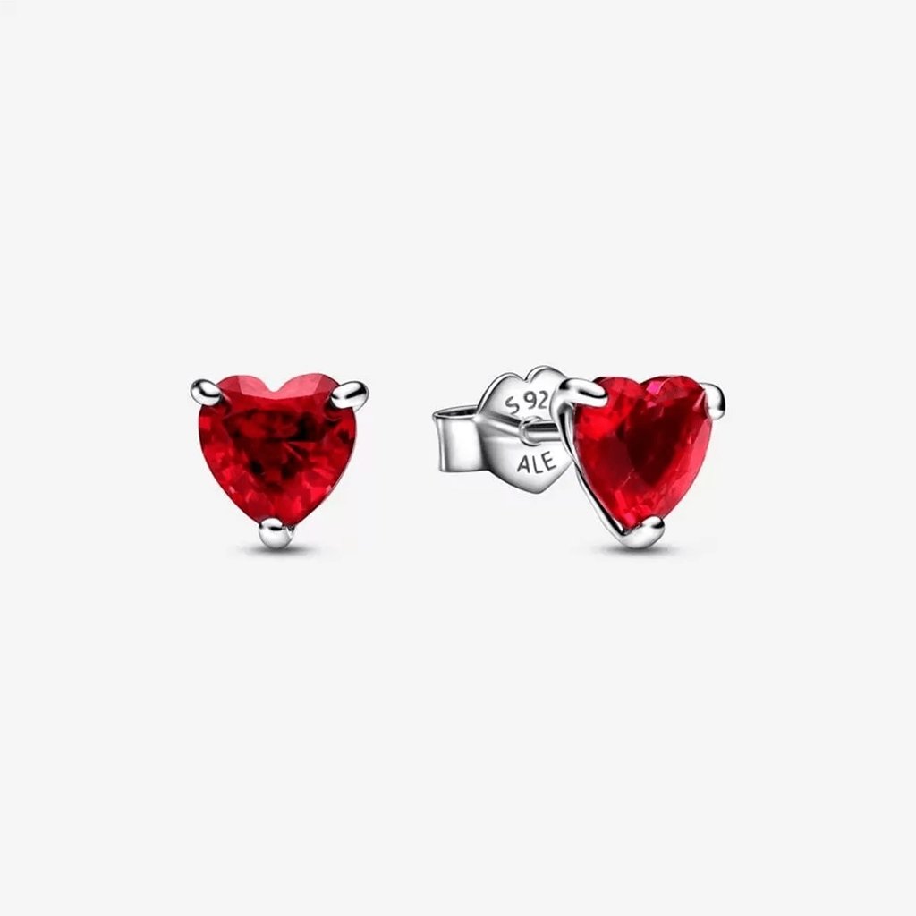 PANDORA  Red Heart Stud Earrings