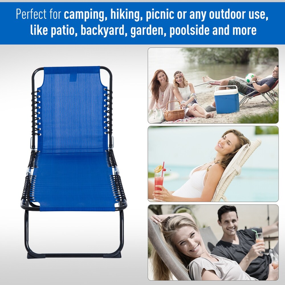 Outsunny Dark Blue Mesh Folding/Portable Reclining Chaise Lounge Chair