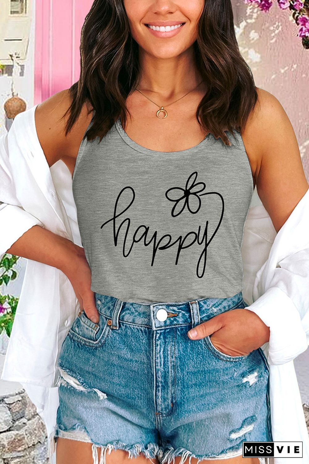 Happy Flower Sleeveless Tank Top