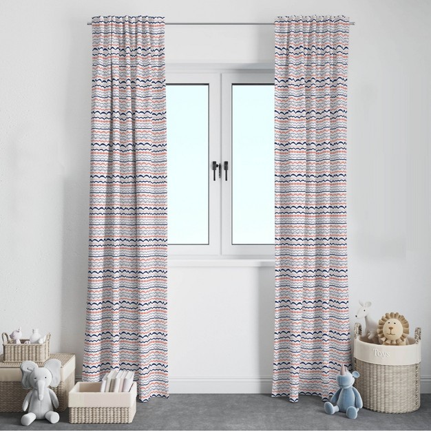 Bacati Olivia Garland Coral navy Cotton Printed Single Window Curtain Panel