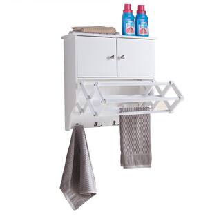 DANYA B Accordion White Extendable Drying Rack with Cabinet BQ1082