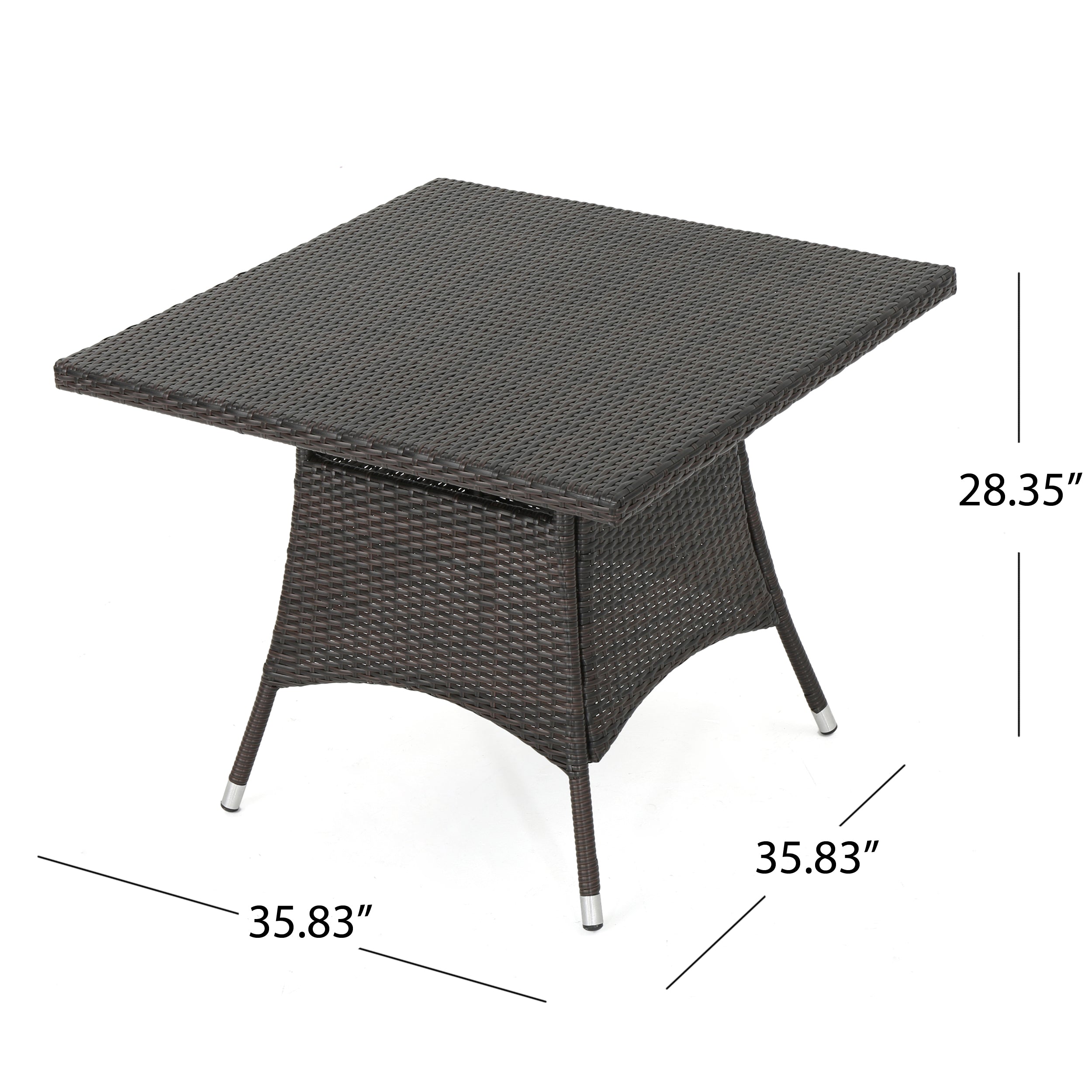 Kory Outdoor 5pc Multibrown Wicker Square Dining Set