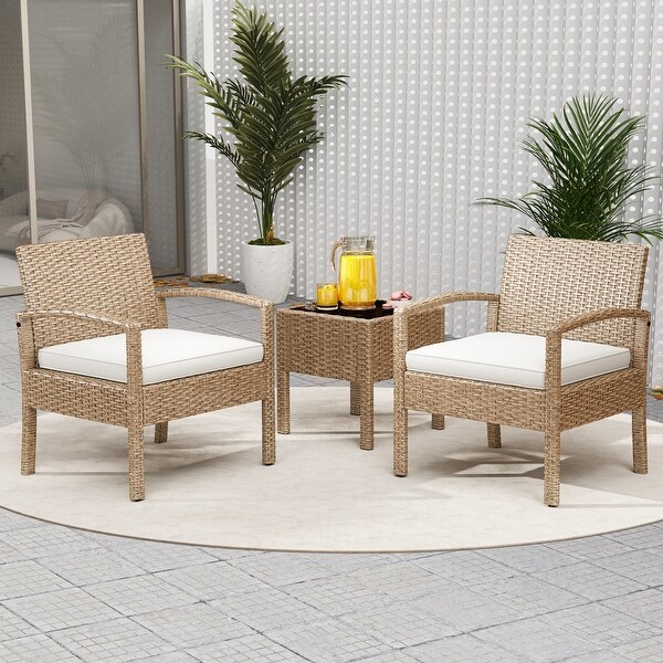 Moasis Black 3Piece Outdoor Patio Furniture Wicker Bistro Set