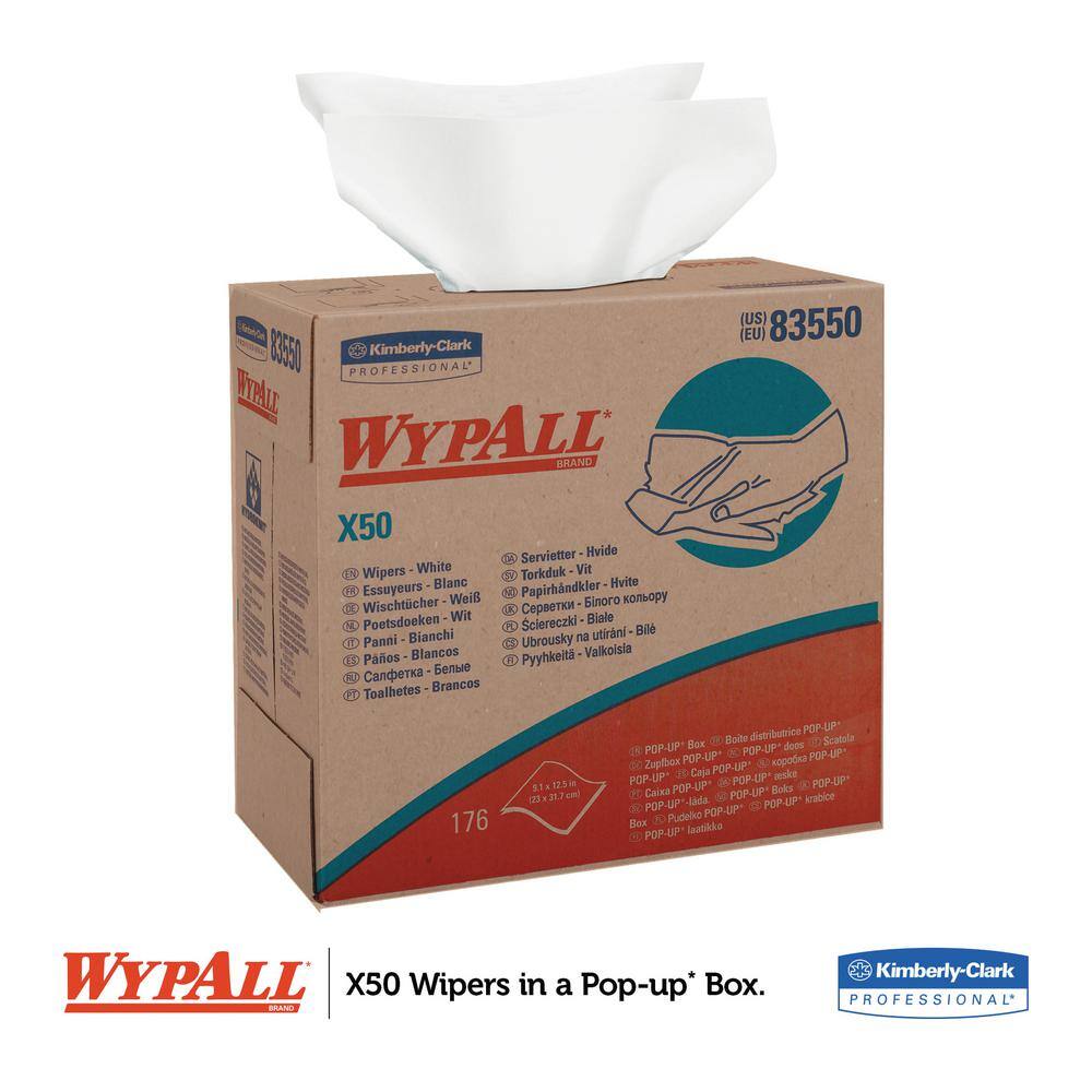 WYPALL X50 Cloths POP-UP Box 9-110 in. x 12-12 in. White 176Box 10 BoxesCarton KCC83550