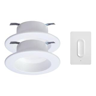 Halo 4 in. Tunable CCT Bluetooth Smart Integrated LED White Recessed Light Trim and Smart Bluetooth Dimmer Switch (2-Pack) RL4HHANY-2PK