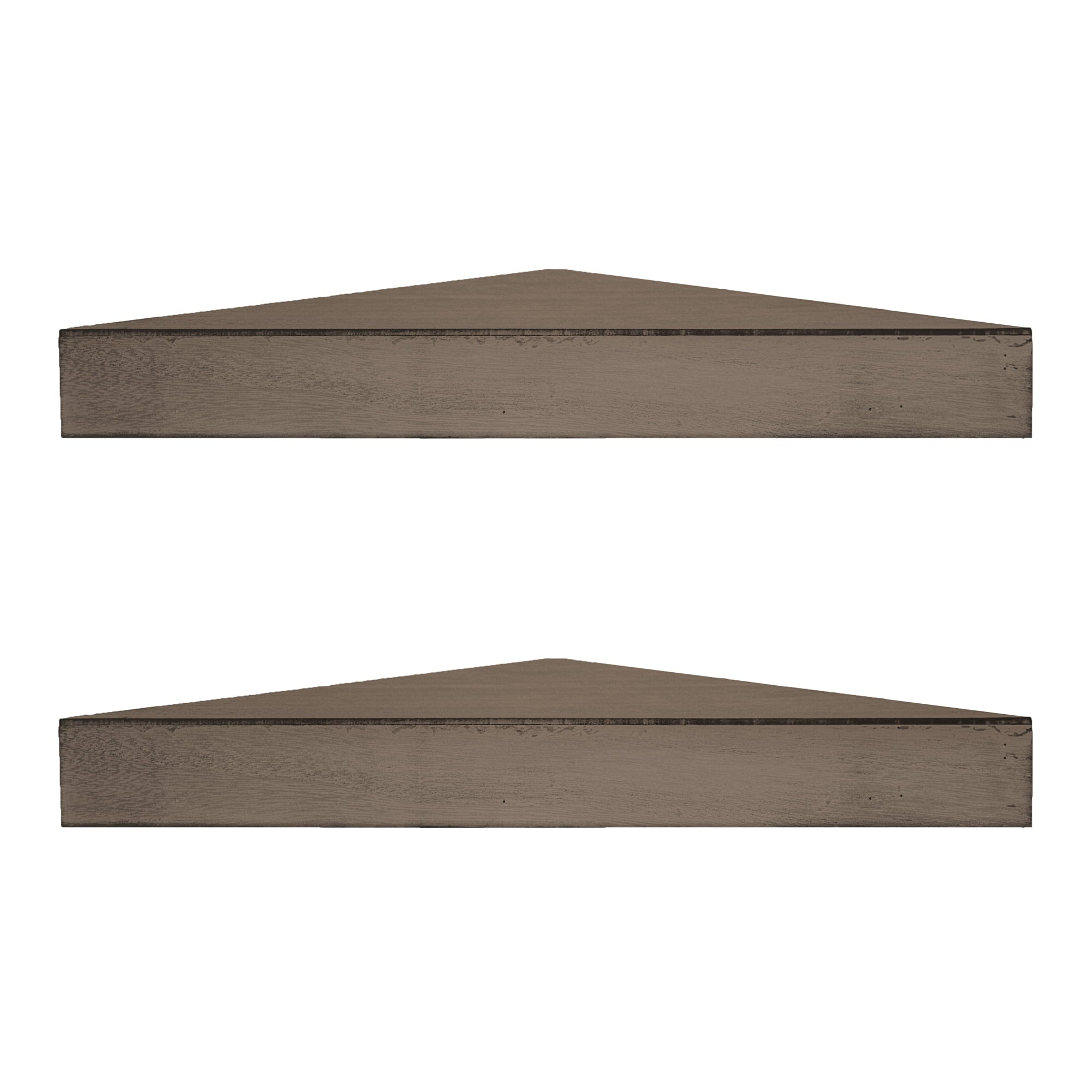 Rustic Wood Floating Corner Shelves (Set of 2) – Walnut Brown