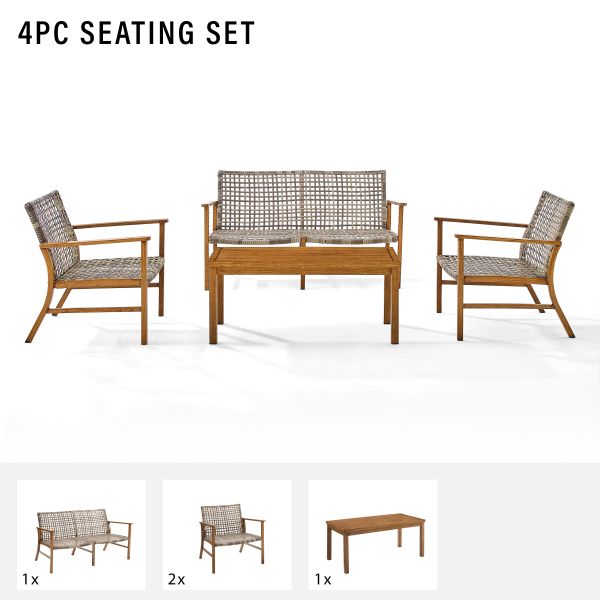 Ridley 4Pc Outdoor Wicker And Metal Conversation Set