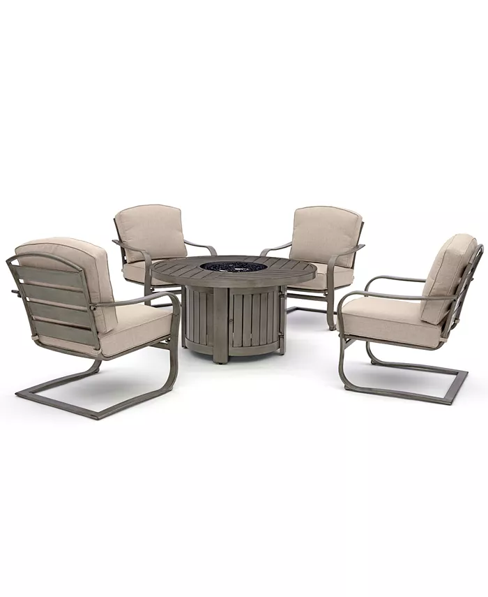 Agio CLOSEOUT! Tara 5-Pc. Round Fire Pit Chat Set (1 Fire Pit and 4 C-Spring Chairs)