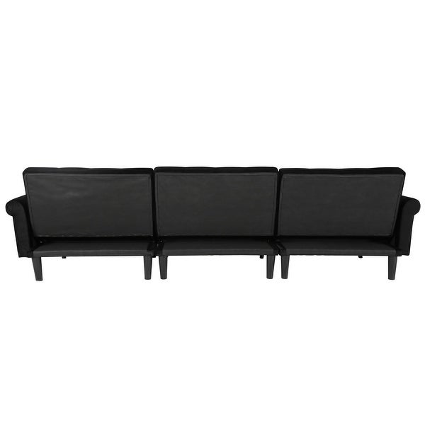 2 Pieces Convertible Reversible Sectional Sofa Velvet Upholstered Sofa Sleeper Furniture Chaise with Inlaid Rivet Decoration