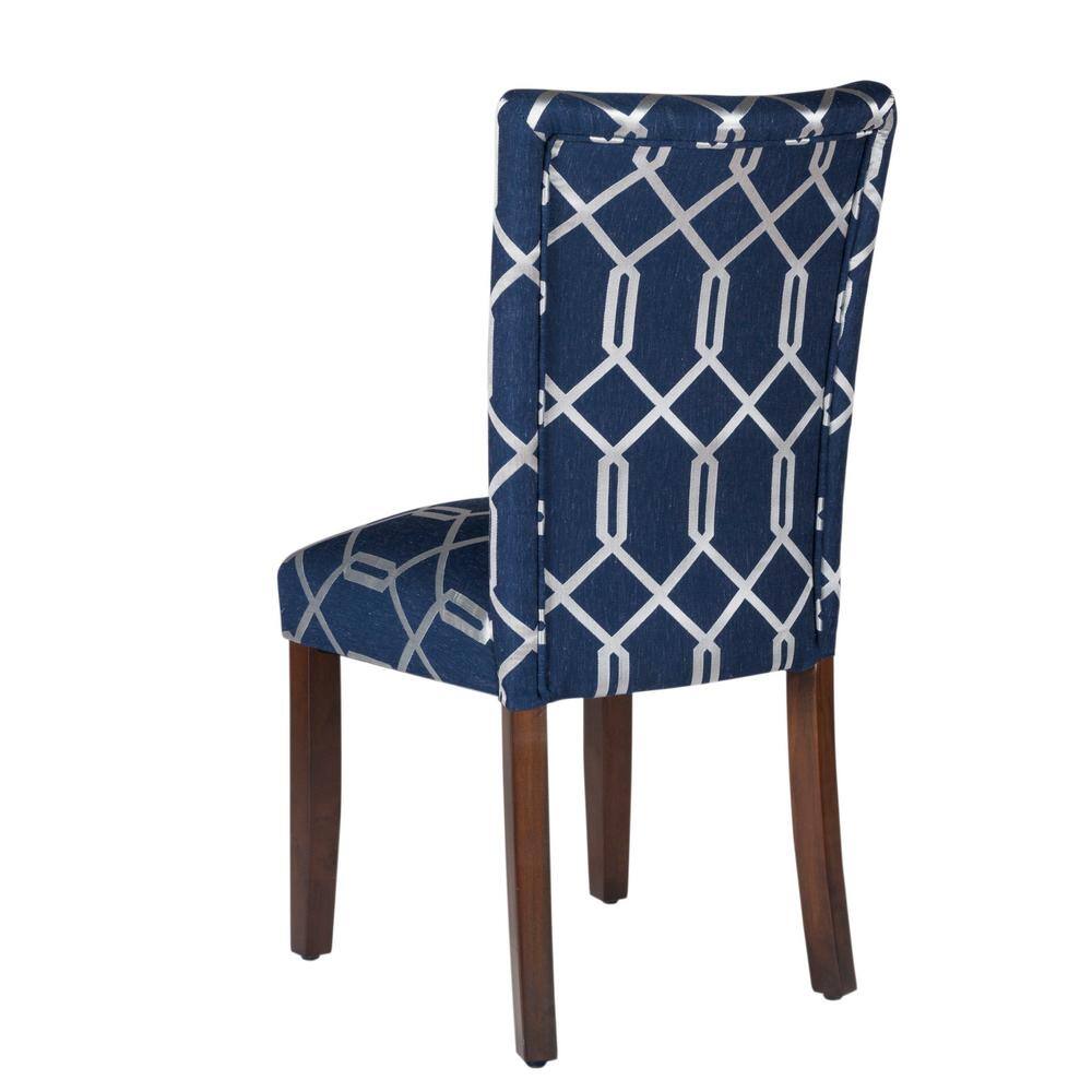 Homepop Parsons Navy Blue and Cream Lattice Upholstered Dining Chair (Set of 2) K6805-F2062