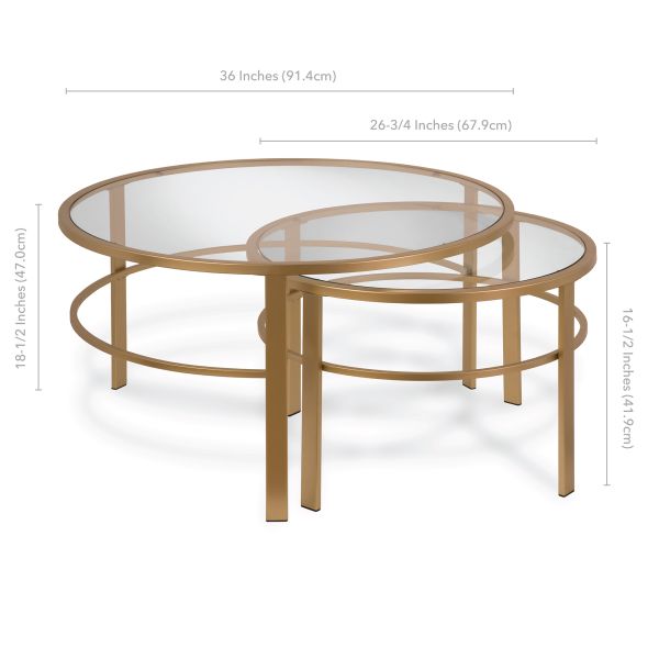 Gaia Round Nested Coffee Table in Brass