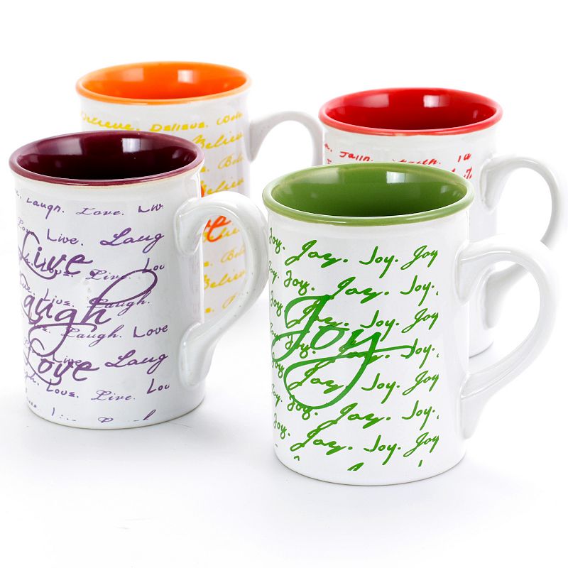 Gibson Inspirational Words 4 Piece 16 Oz Mug Set