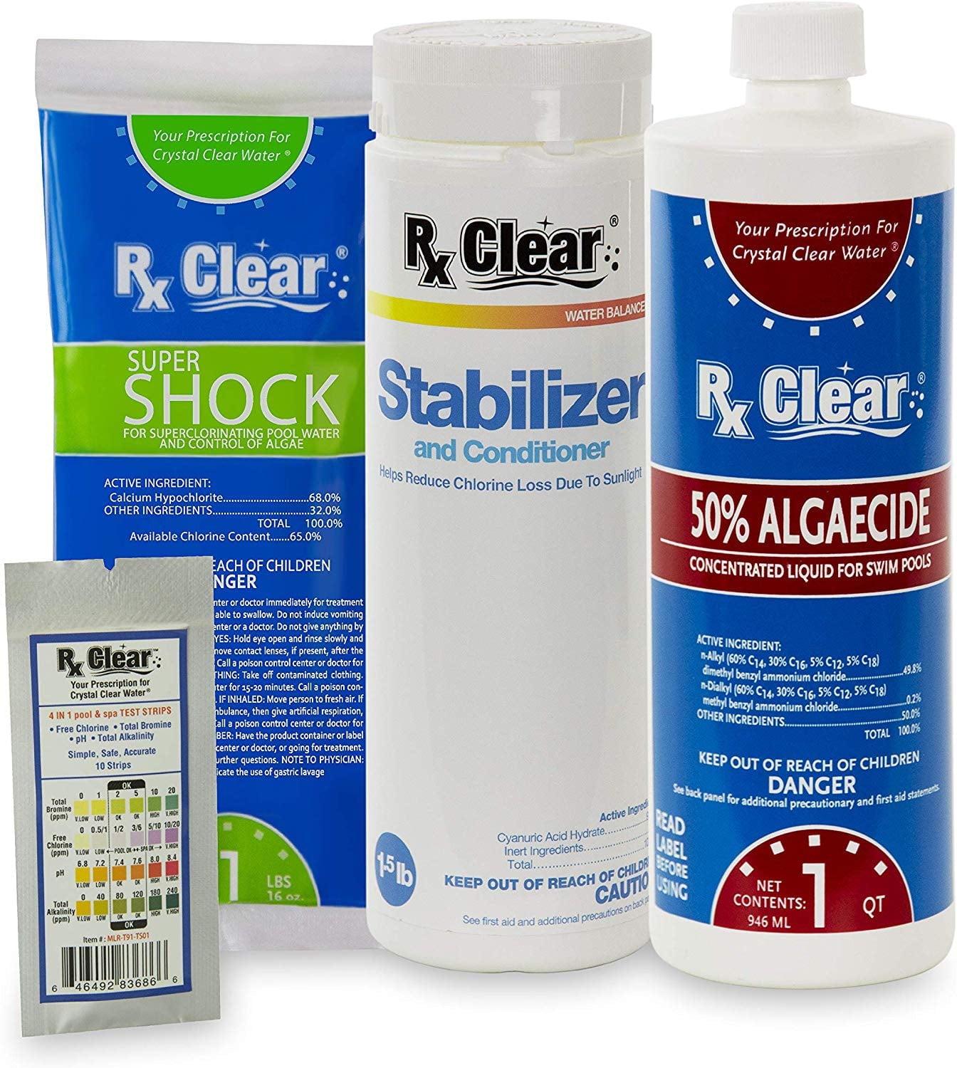 Rx Clear Spring Start-up Pool Chemical Kit - Up to 7,500 Gallons