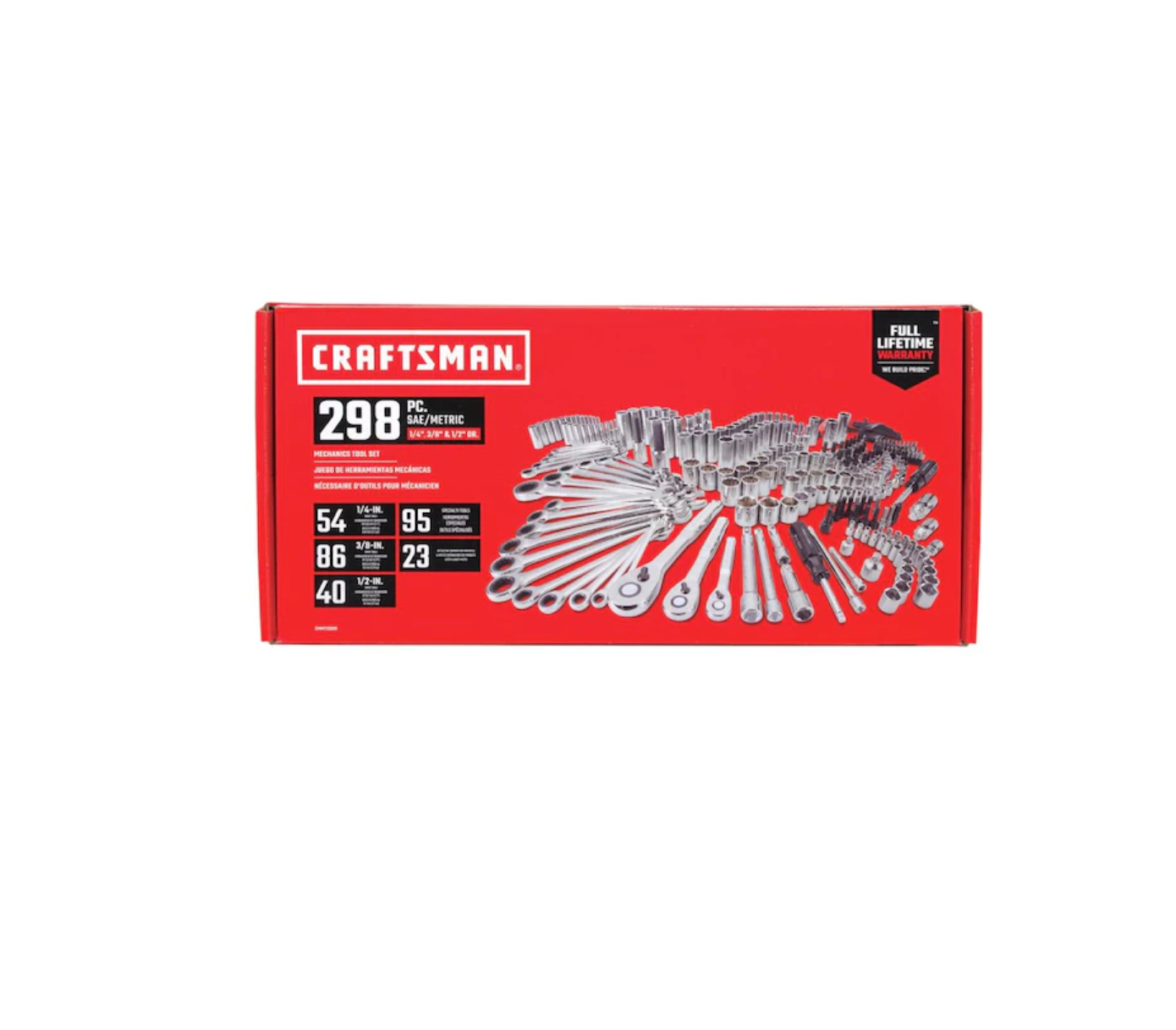 CRAFTSMAN CMMT12039 298-Piece Standard (SAE) and Metric Combination Polished Chrome Mechanics Tool Set (1/4-in; 3/8-in)