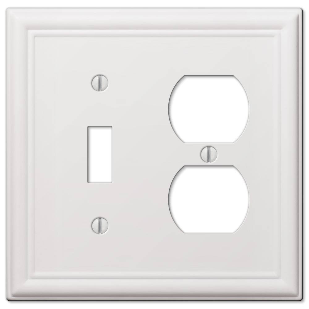 AMERELLE Ascher 2 Gang 1-Toggle and 1-Duplex Steel Wall Plate - White 149TDW