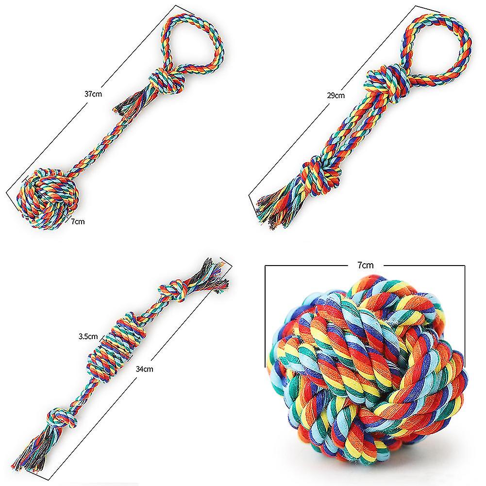 4pcs Home Cotton Knot Dental Health Dog Toy Set Chew Pet Mental Rope Funny Tool