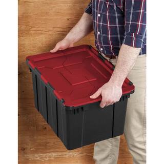 Sterilite 12 Gal.45l Hinged Lid Industrial Tote Red Lid (18-Pack)14619006 18 x 14619006