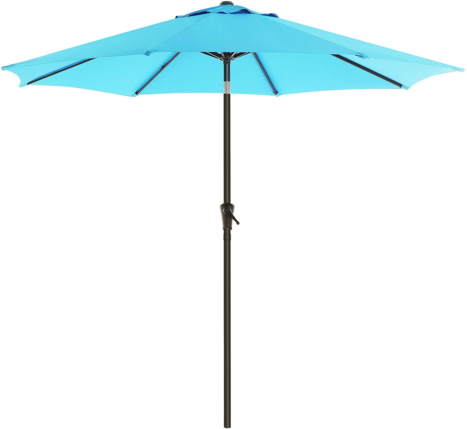 SONGMICS Patio Umbrella, 7.5 ft Outdoor Table Umbrella, 8 Ribs, Lake Blue