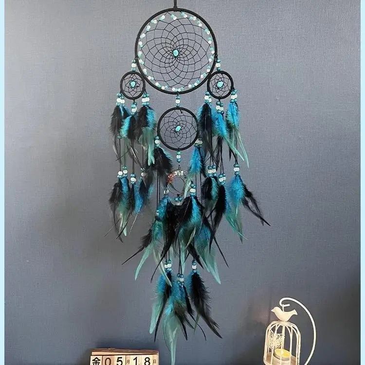 Multicolor Tassel  Wall Decor Net Bohemian Style Pendant Macrame Handmade Wall Hanging Feather Crystal Dream Catcher